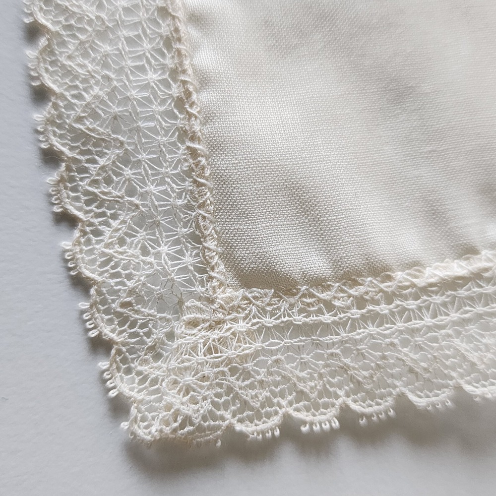VTG Handkerchief Lot Hankie Embroidery‎ Applique White Lace Crochet Pink Linen - Picture 8 of 15